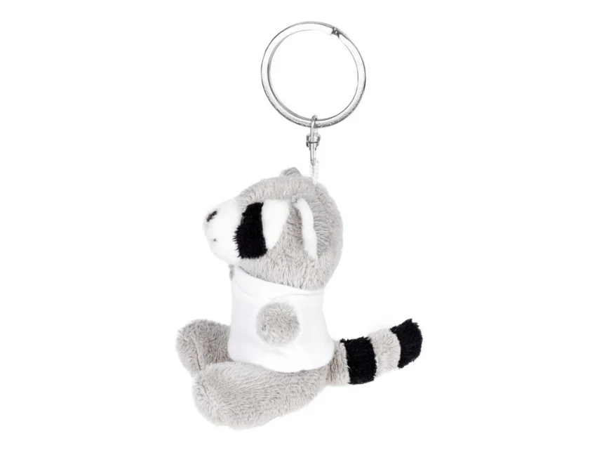 Brelok pluszowy szop pracz szary z białą koszulką pod logo