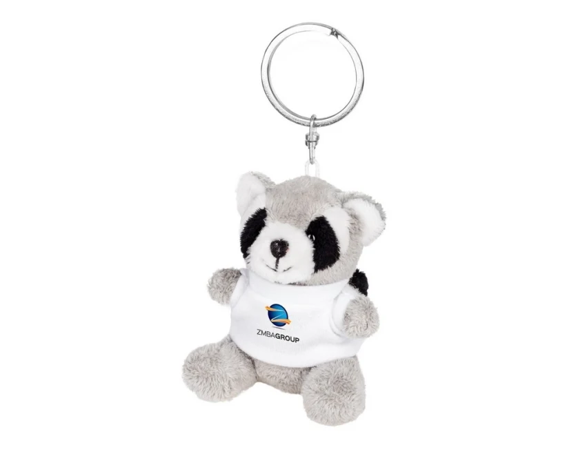 Brelok pluszowy szop pracz szary z białą koszulką pod logo