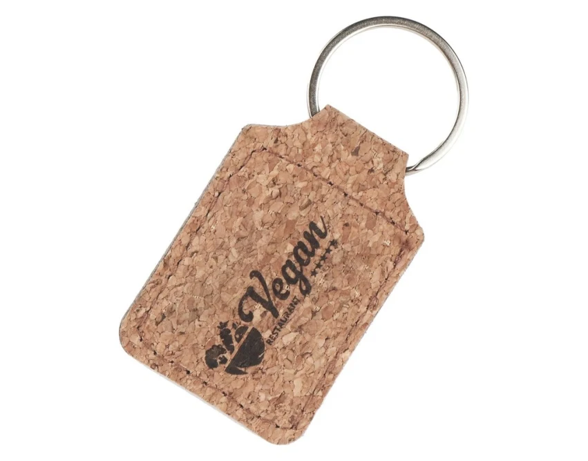 Brelok korkowy jasnobrązowy z logo – eko prezent firmowy