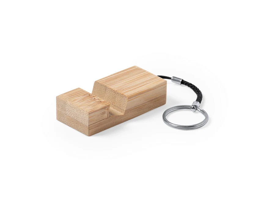Bambusowy brelok z grawerem – stojak na telefon, neutralny