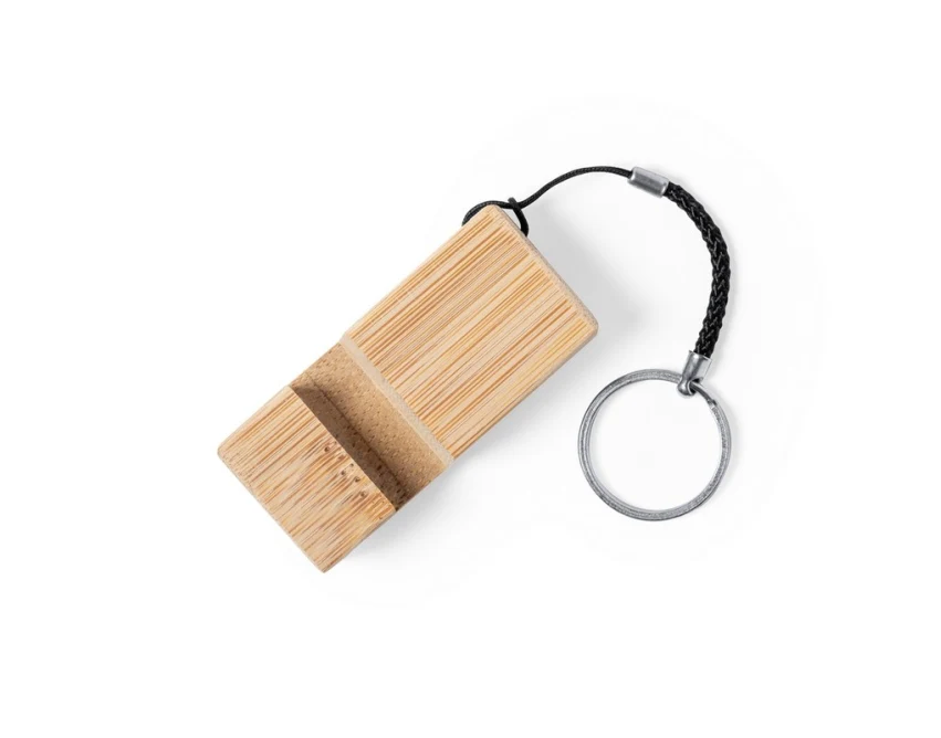 Bambusowy brelok z grawerem – stojak na telefon, neutralny