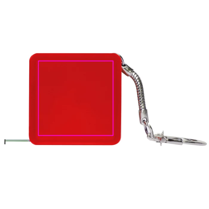 Schemat znakowania dla Tampondruk - T2 na gadżecie: Czerwony brelok miarka 1m z logo – gadżet firmowy