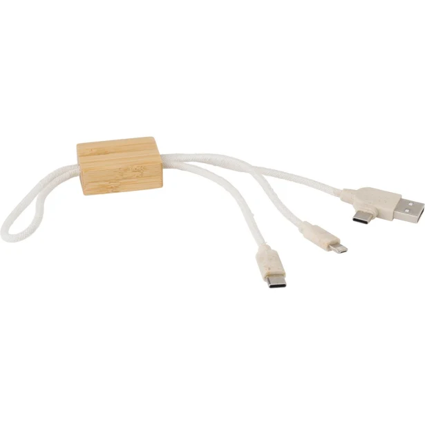 Bambusowy brelok 4w1 USB-C z grawerem logo, brązowy