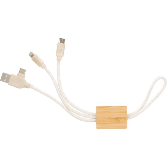 Bambusowy brelok 4w1 USB-C z grawerem logo, brązowy