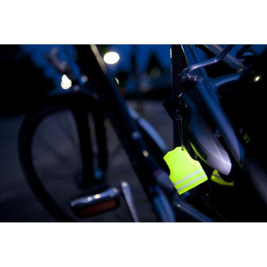 Brelok odblaskowy kamizelka żółty z nadrukiem logo