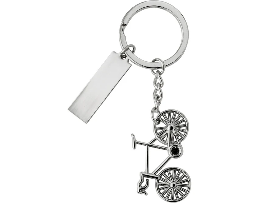 Srebrny brelok sportowy rower 3D z grawerem w pudełku