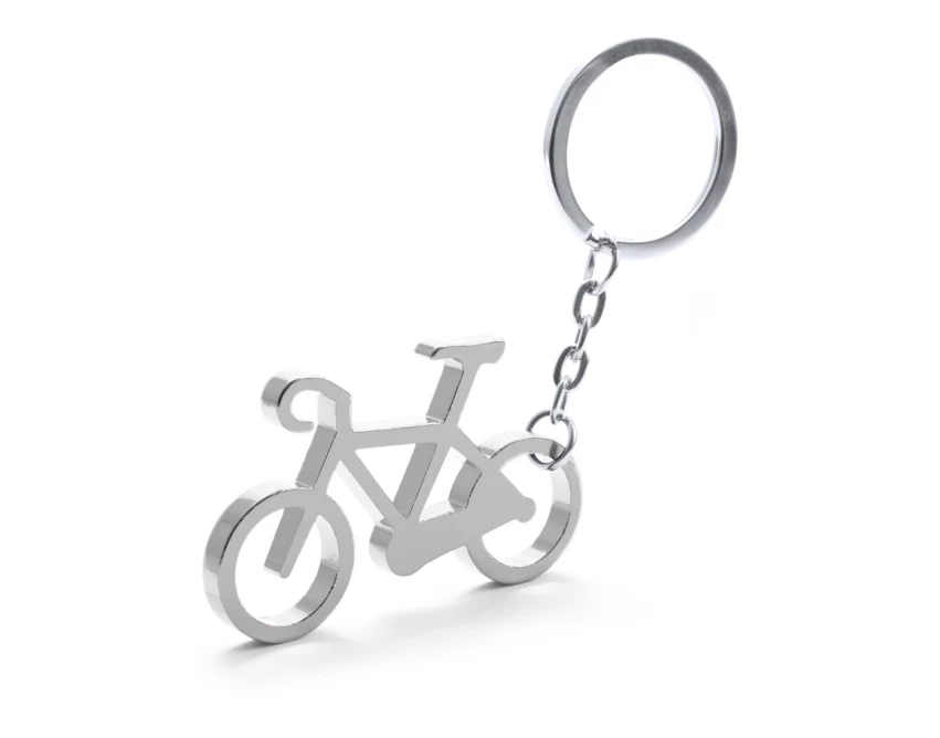 Srebrny brelok rowerowy z grawerem logo – aluminium