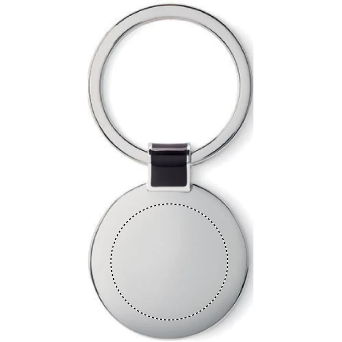 Schemat znakowania dla Tampondruk - P4 na gadżecie: Czarny brelok Roundy alloy zinc z grawerem logo