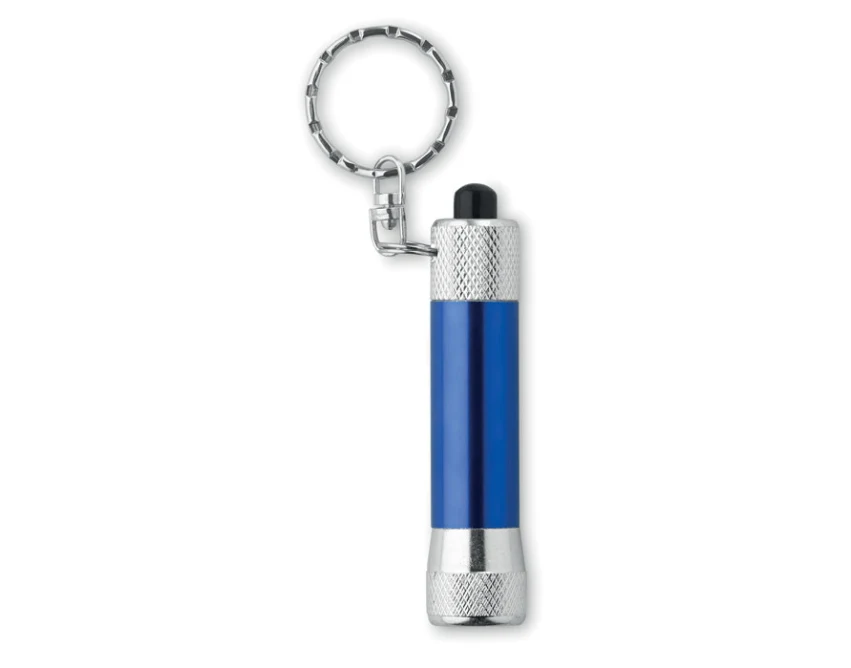 Niebieski aluminiowy brelok latarka LED Arizo z logo