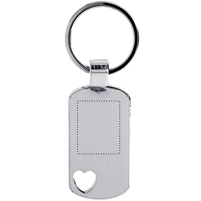 Schemat znakowania dla Tampondruk - P4 na gadżecie: Brelok metalowy Corazon srebrny mat z sercem i grawerem