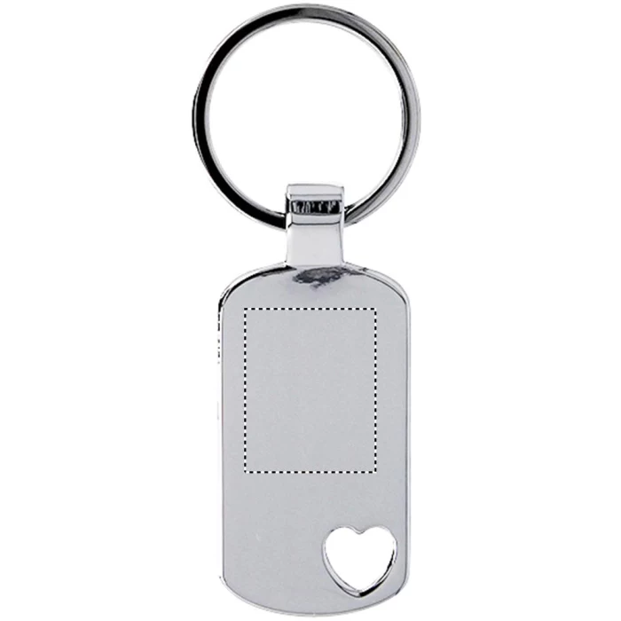 Schemat znakowania dla Tampondruk - P4 na gadżecie: Brelok metalowy Corazon srebrny mat z sercem i grawerem