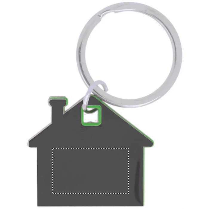 Schemat znakowania dla Tampondruk - P4 na gadżecie: Limonkowy brelok domek Imba z logo – plastik i stal