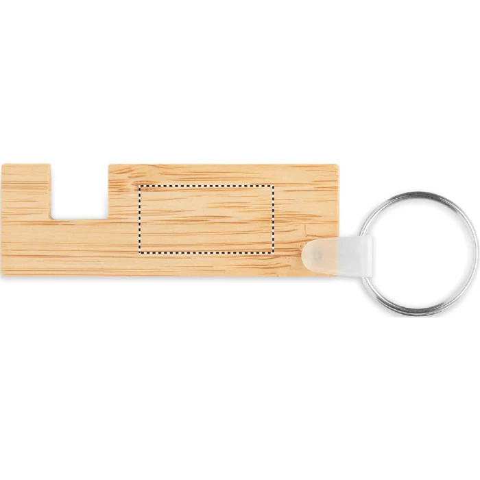 Schemat znakowania dla Tampondruk - P4 na gadżecie: Bambusowy brelok z podstawką pod telefon z logo firmy