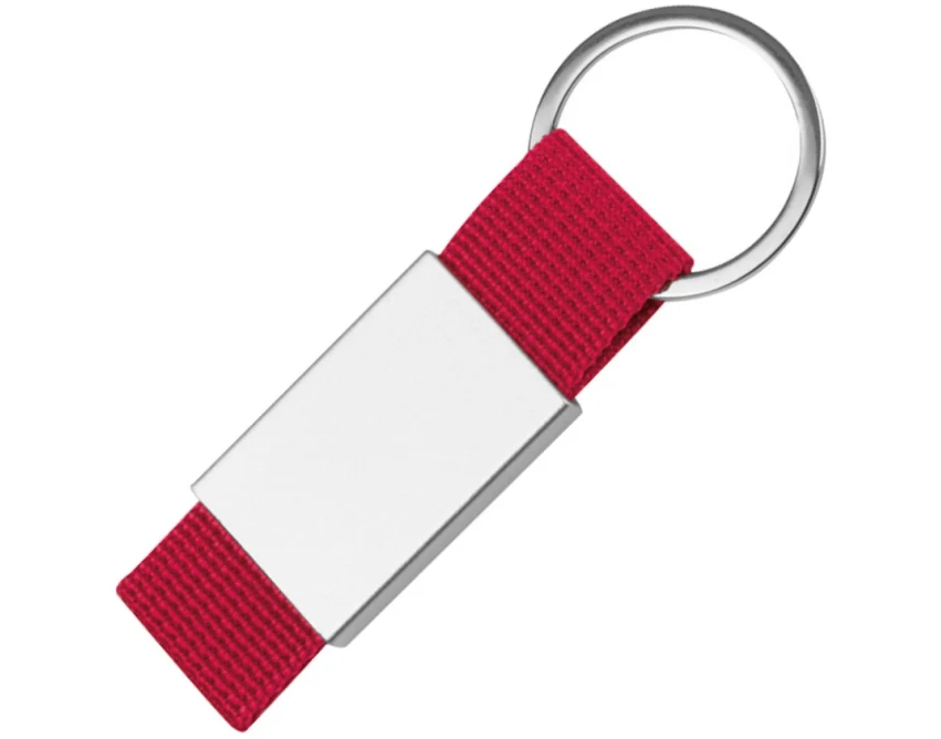 Czerwony brelok metalowy z grawerem logo dla firm