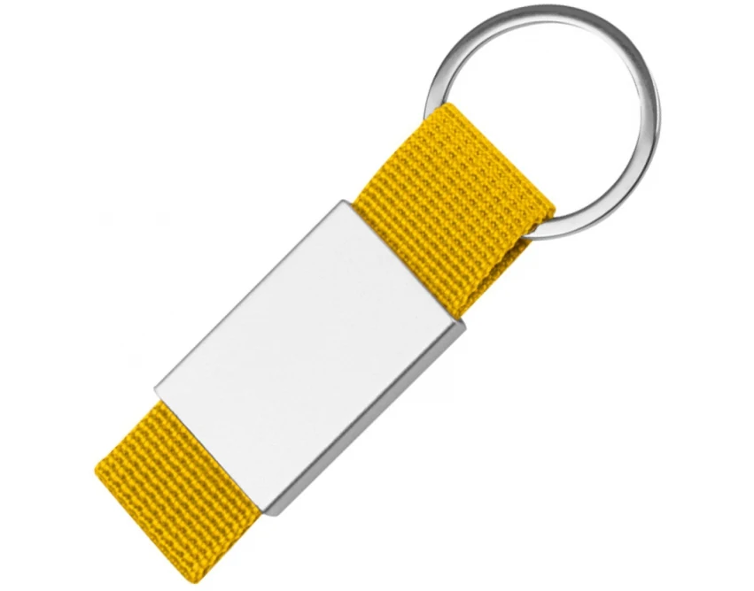 Brelok żółty metalowy z logo – elegancki gadżet firmowy