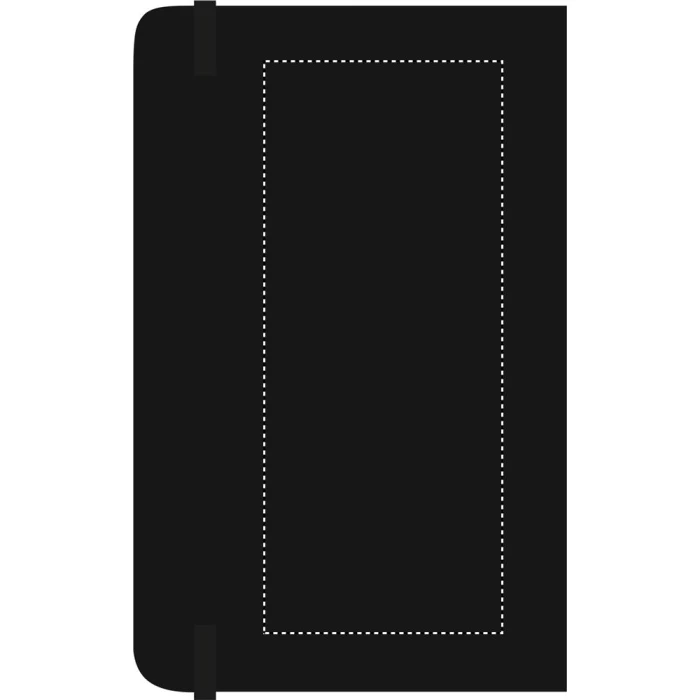 Schemat znakowania dla Termotransfer odblaskowy - TR na gadżecie: Czarny notatnik A6 z logo, twarda okładka PU, FSC 192 strony