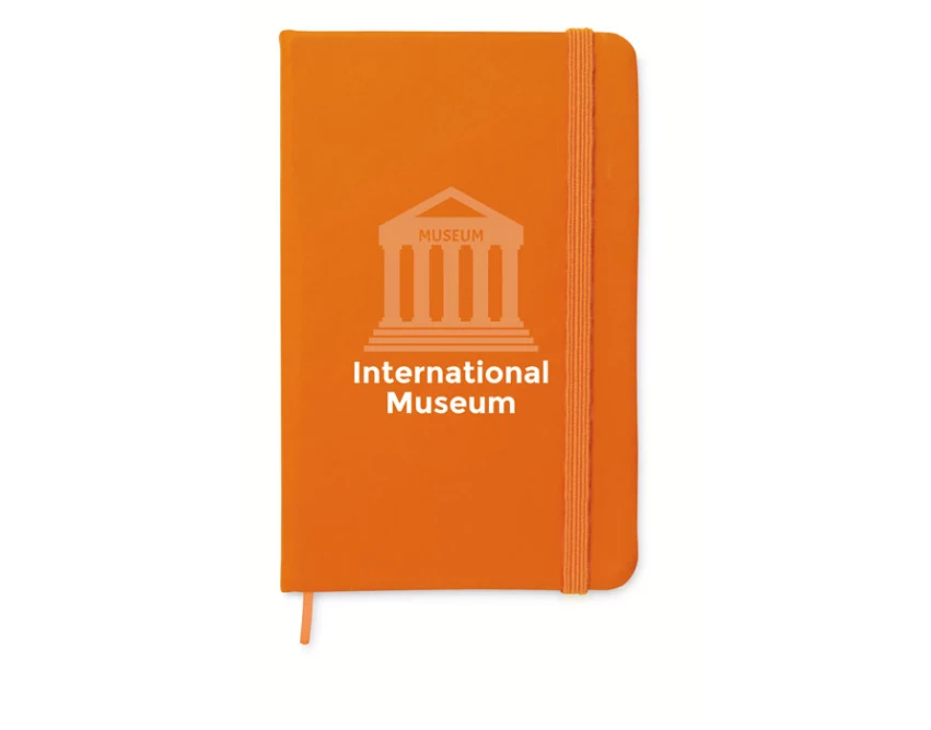Pomarańczowy notes A6 z logo, twarda okładka PU, 192 strony