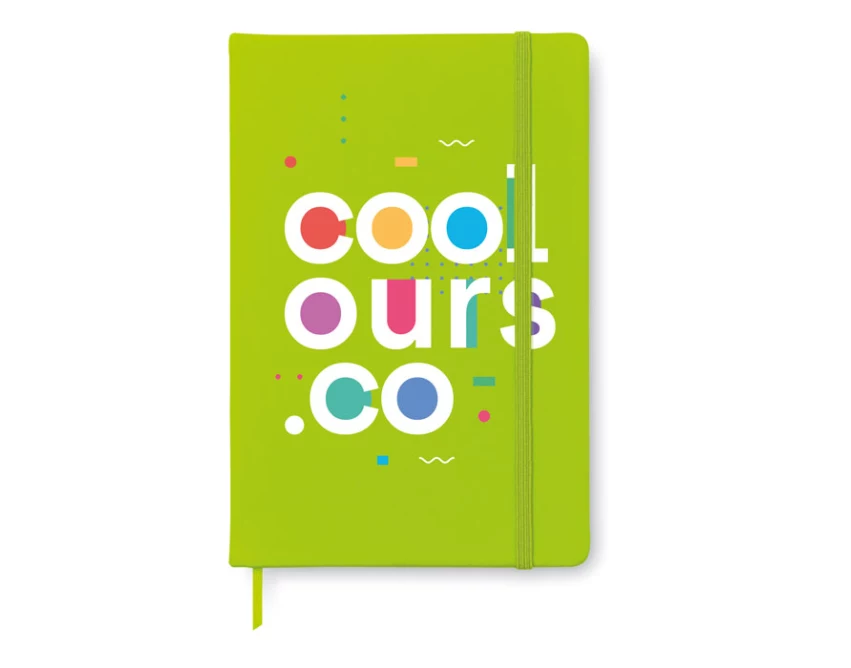 Notatnik A6 Notelux limonkowy z logo, 192 strony, PU FSC