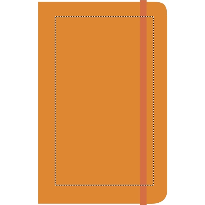 Schemat znakowania dla Termotransfer odblaskowy - TR na gadżecie: Pomarańczowy notes A6 z logo, twarda okładka PU, 192 strony