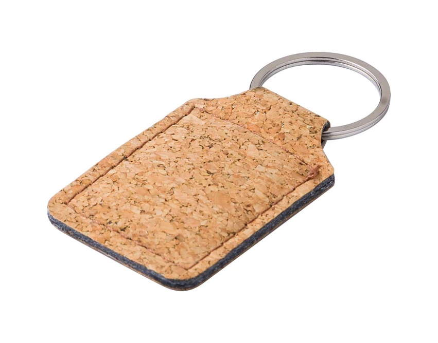 Brązowy brelok z korka z grawerem logo dla firm