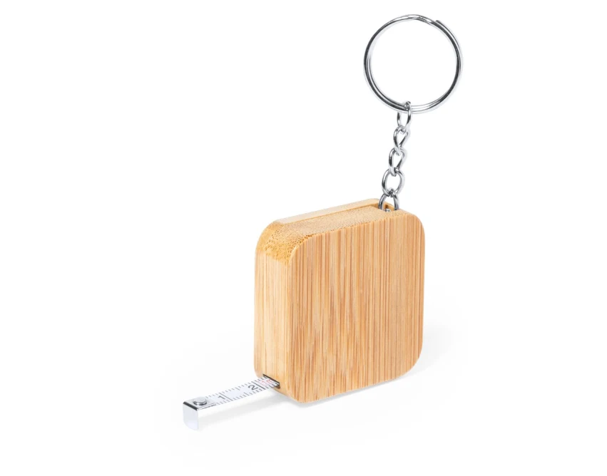 Bambusowy brelok z miarką 1m do kluczy z logo firmy
