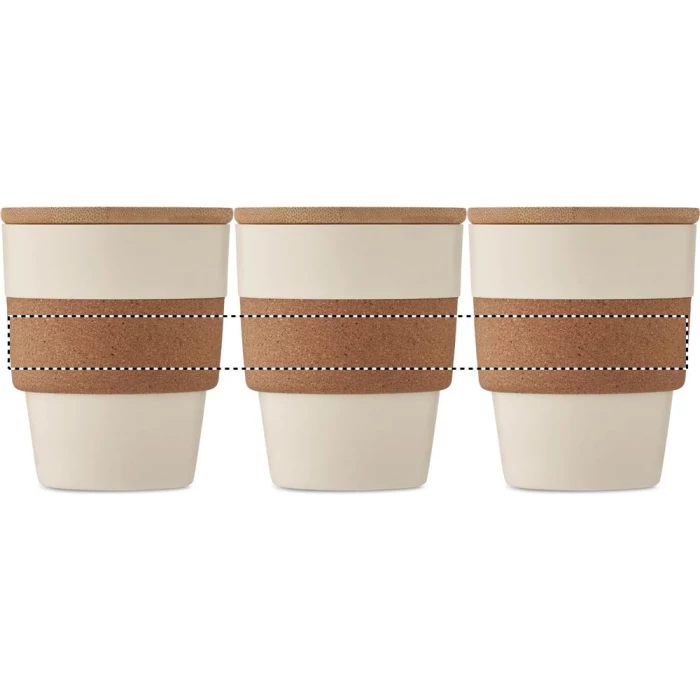 Schemat znakowania dla Grawerowanie laserowe 360° - RL na gadżecie: Beżowy ekokubek 300 ml z logo, korek i bambus – Galao