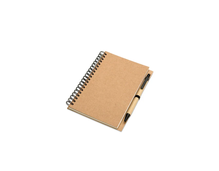 Eko notes B6 beżowy z długopisem i logo firmy