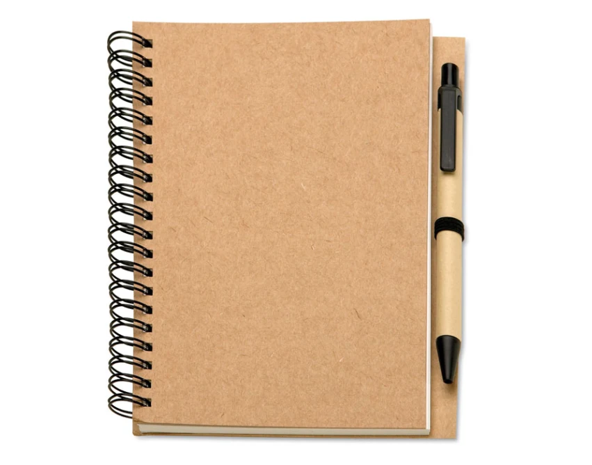 Eko notes B6 beżowy z długopisem i logo firmy