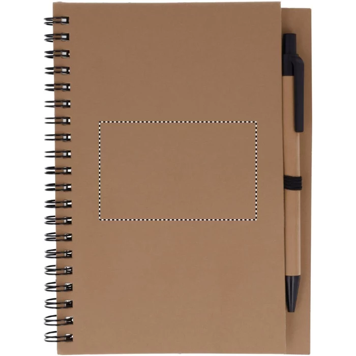 Schemat znakowania dla Tampondruk - P3 na gadżecie: Eko notes B6 beżowy z długopisem i logo firmy