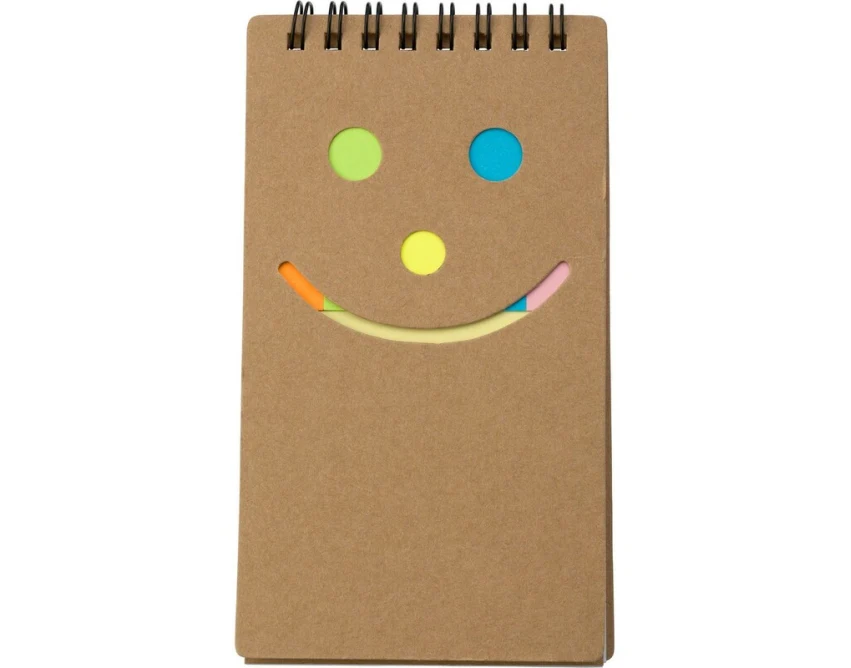 Notes spiralny kraft z logo i kolorowymi karteczkami