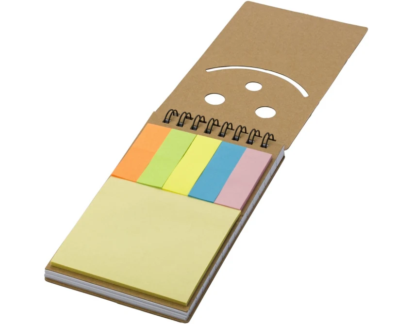 Notes spiralny kraft z logo i kolorowymi karteczkami