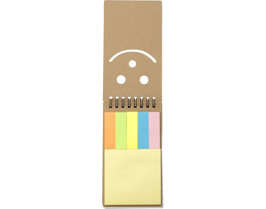 Notes spiralny kraft z logo i kolorowymi karteczkami