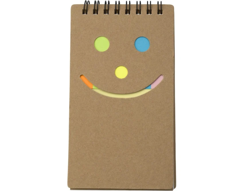 Notes spiralny kraft z logo i kolorowymi karteczkami