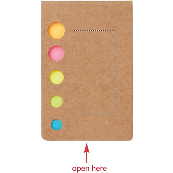 Schemat znakowania dla Etykieta - DL na gadżecie: Samoprzylepne karteczki w 5 kolorach w beżowej okładce