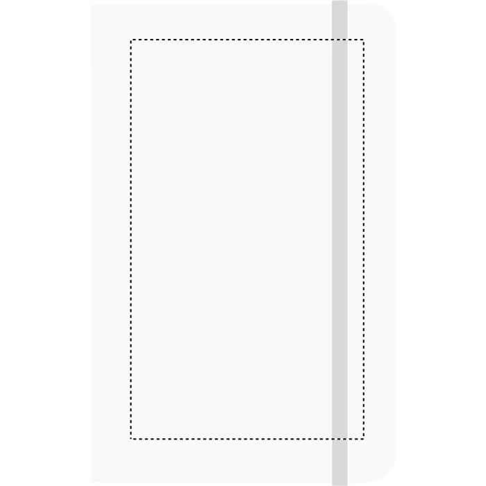 Schemat znakowania dla Sitodruk - S2 na gadżecie: Biały notes firmowy A6 Notelux z logo, twarda okładka PU