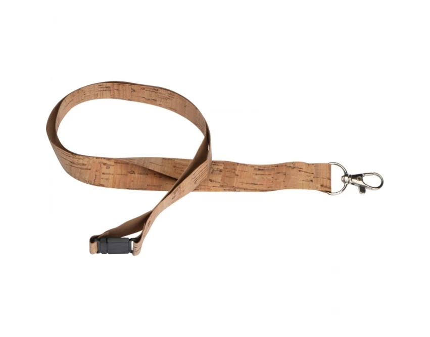 Beżowa smycz korkowa z logo – ekologiczny gadżet firmowy