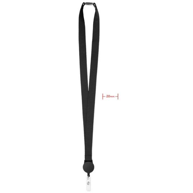 Czarna smycz poliestrowa 20mm z wysuwanym uchwytem