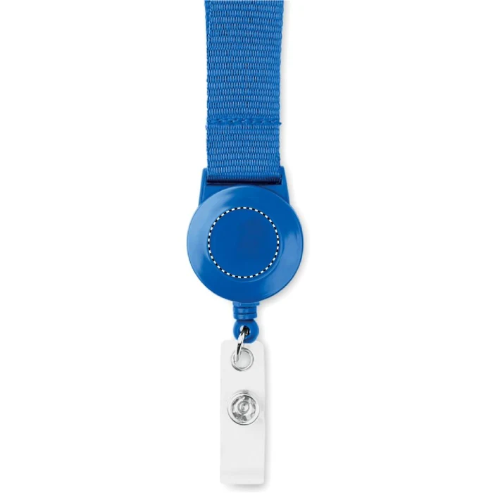 Schemat znakowania dla Etykieta - DL na gadżecie: Niebieska smycz poliestrowa zip, badge reel i breakaway 20 mm
