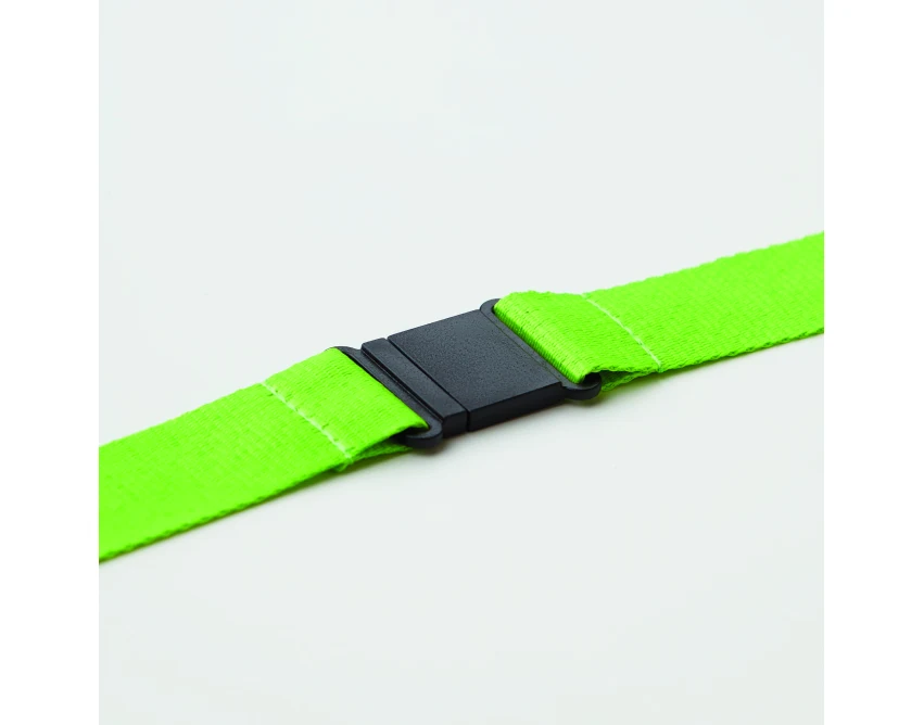 Limonkowa smycz reklamowa 25mm z logo i karabińczykiem