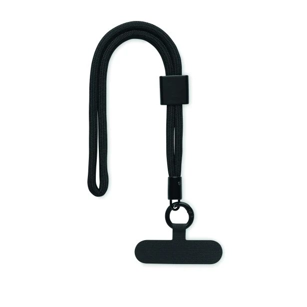 Czarna smycz do telefonu RPET 25 cm z logo – Nonette Wrist