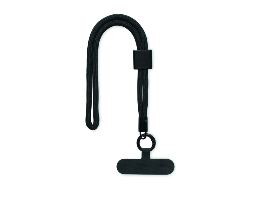 Czarna smycz do telefonu RPET 25 cm z logo – Nonette Wrist