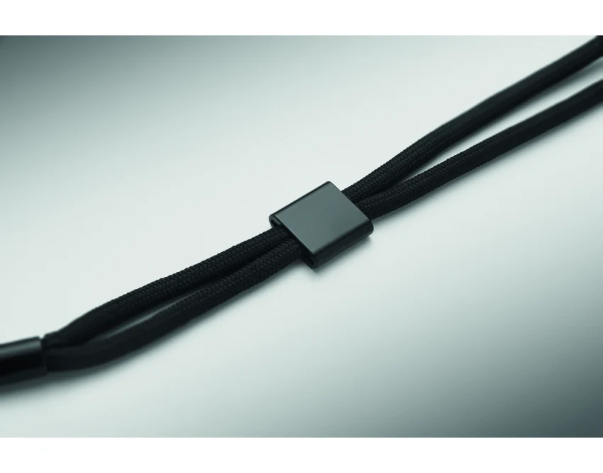 Czarna smycz do telefonu RPET 25 cm z logo – Nonette Wrist