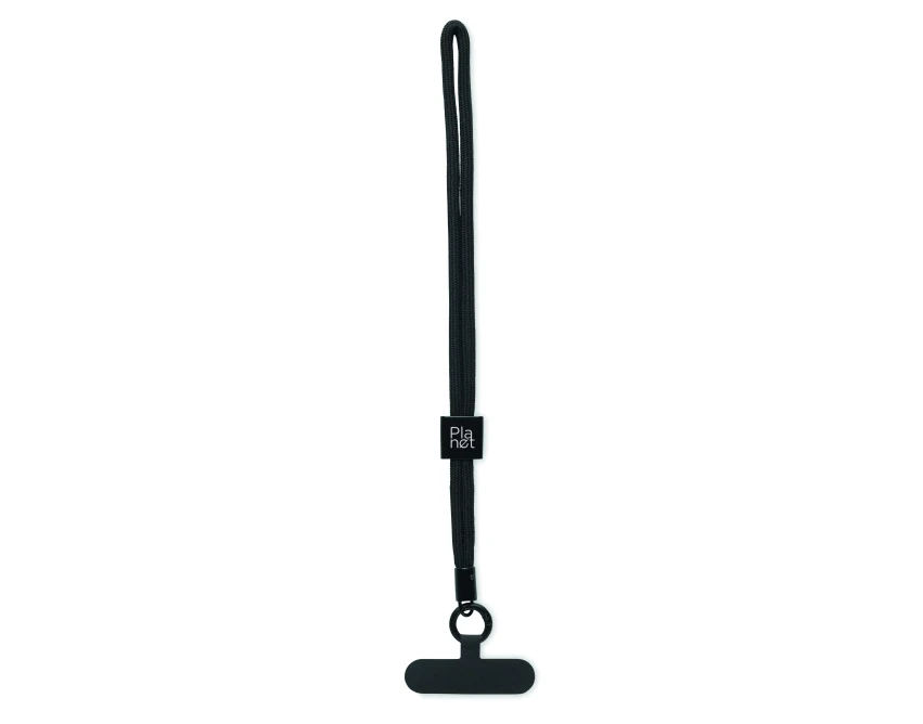 Czarna smycz do telefonu RPET 25 cm z logo – Nonette Wrist