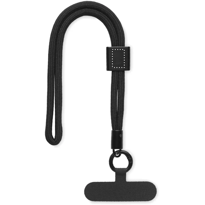 Schemat znakowania dla Grawerowanie laserowe - L2 na gadżecie: Czarna smycz do telefonu RPET 25 cm z logo – Nonette Wrist