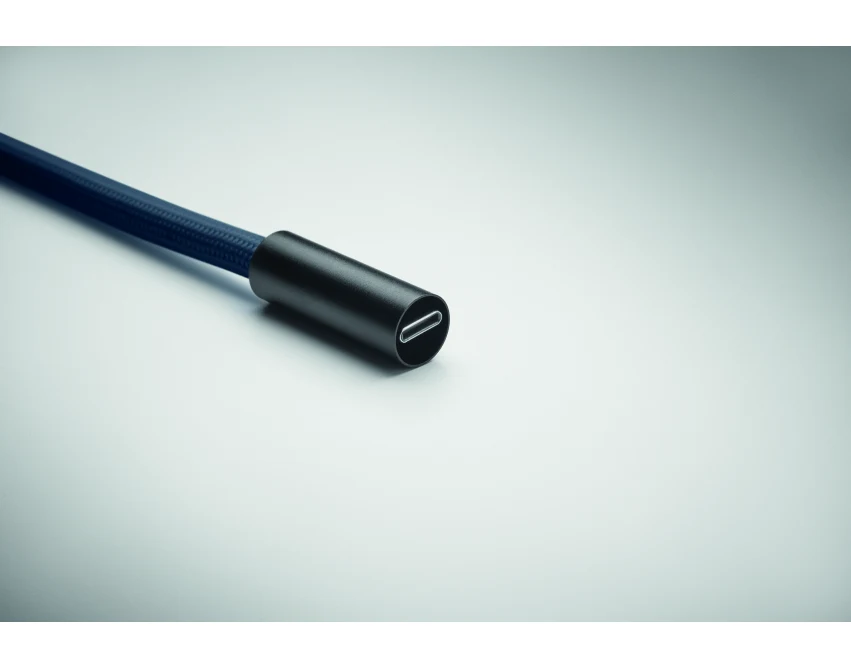 Granatowa smycz ładująca 60W RPET z klipsem i logo