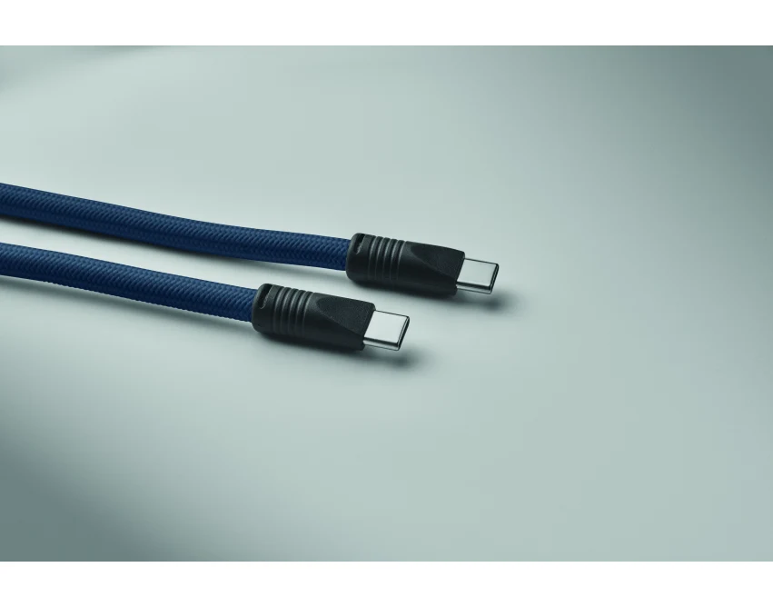 Granatowa smycz ładująca 60W RPET z klipsem i logo