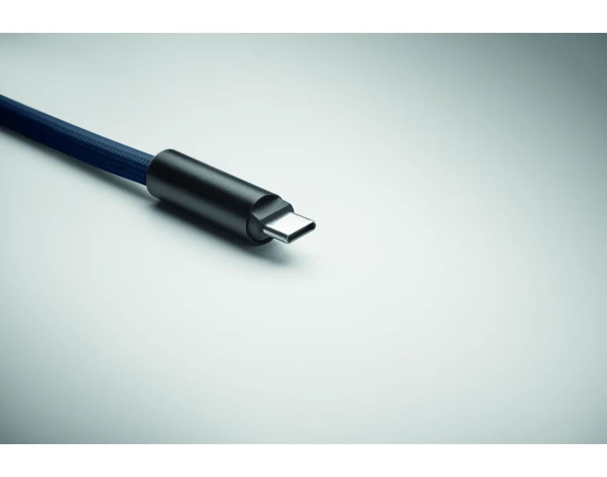 Granatowa smycz ładująca 60W RPET z klipsem i logo