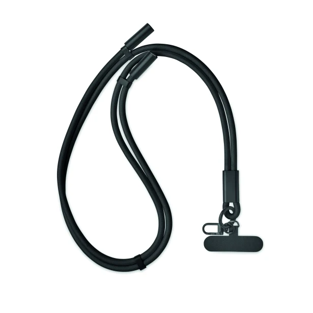 Czarna smycz RPET USB-C 60W z logo – gadżet firmowy