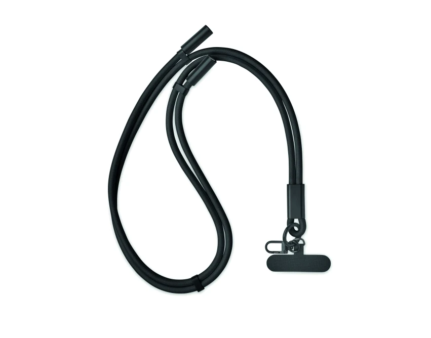 Czarna smycz RPET USB-C 60W z logo – gadżet firmowy