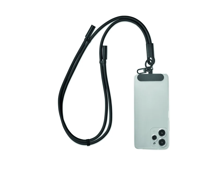 Czarna smycz RPET USB-C 60W z logo – gadżet firmowy